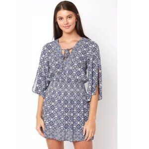 Jack by BB Dakota Blue Printed Half Sleeve Mini Dress M